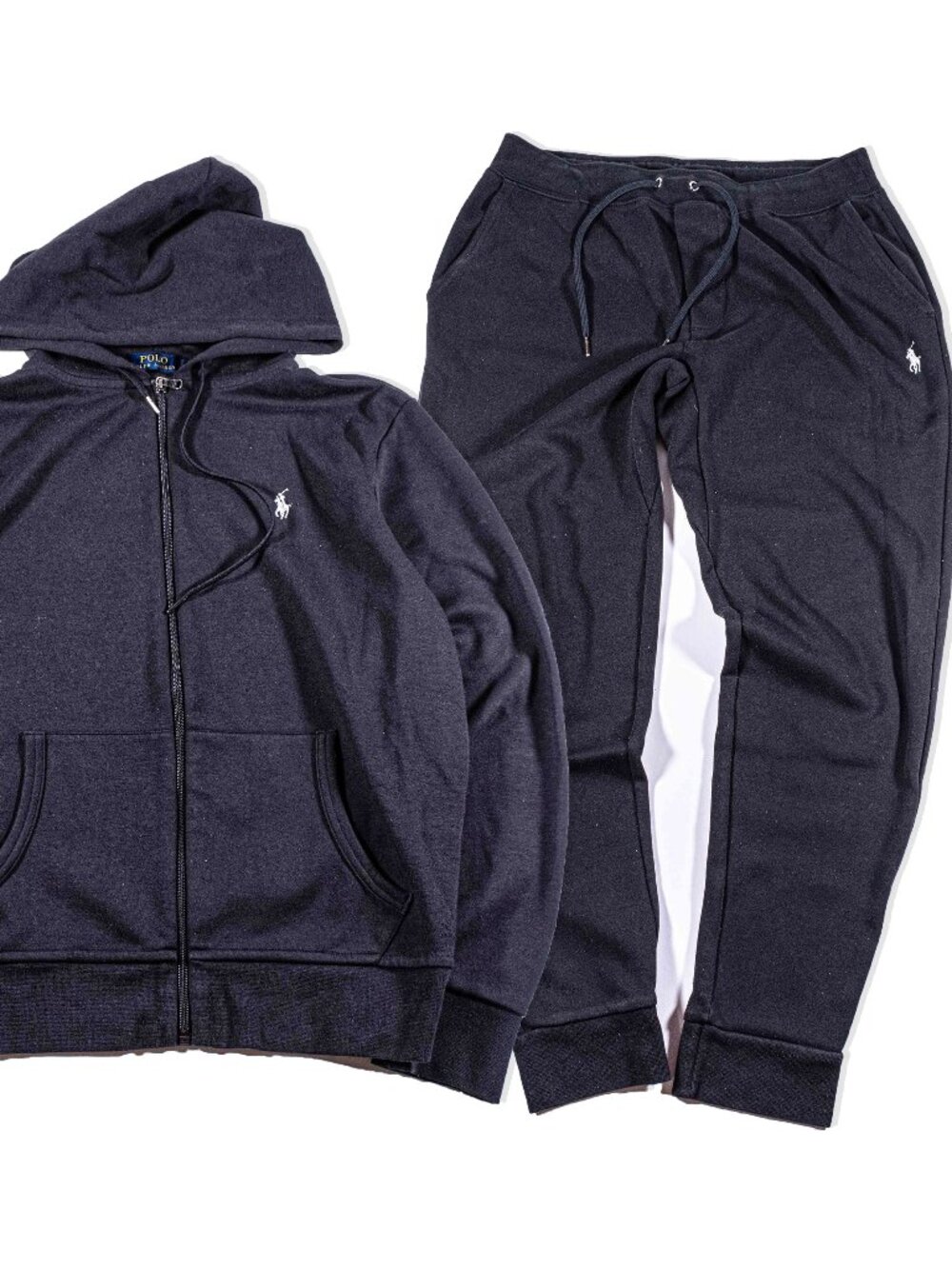 Polo Ralph Lauren Double Knit Zip Sweatsuit Tracksuit Mens Medium Black Hoodie
